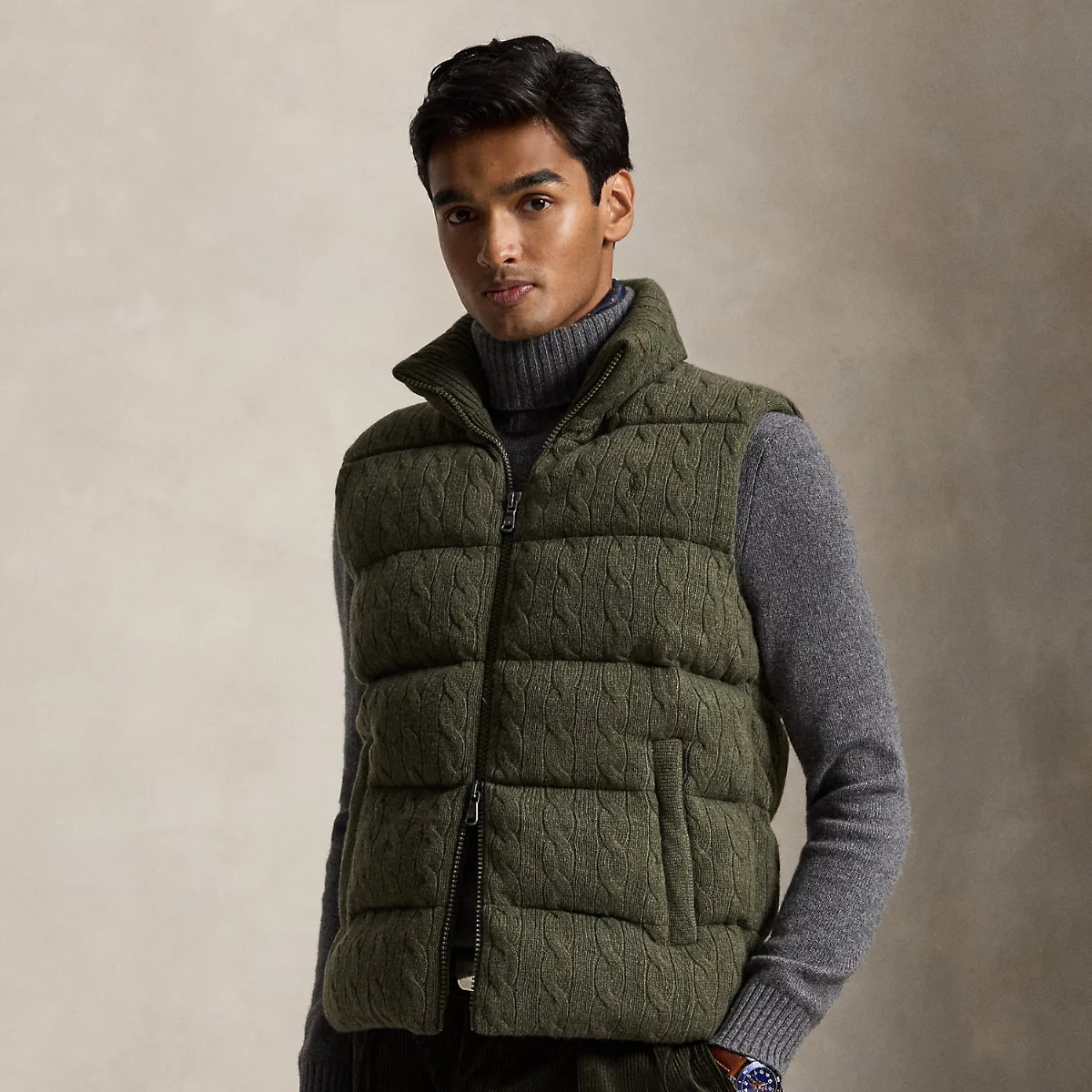 Cable-Knit Wool-Cashmere Sweater Vest by Ralph Lauren