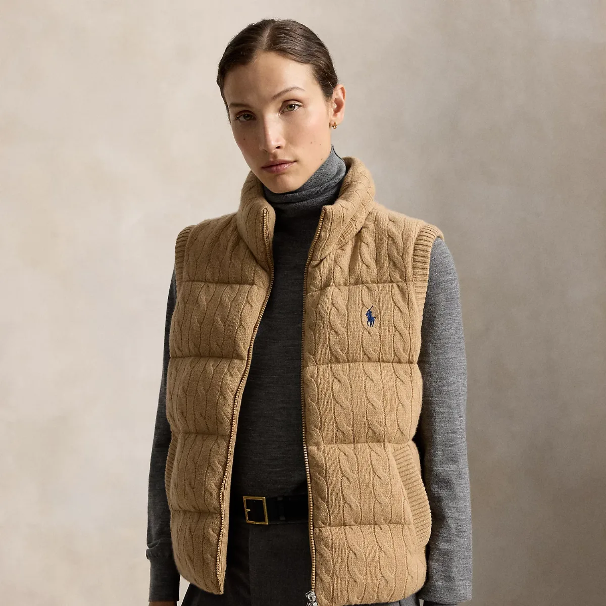 Cable-Knit Wool-Cashmere Zip Vest by Ralph Lauren