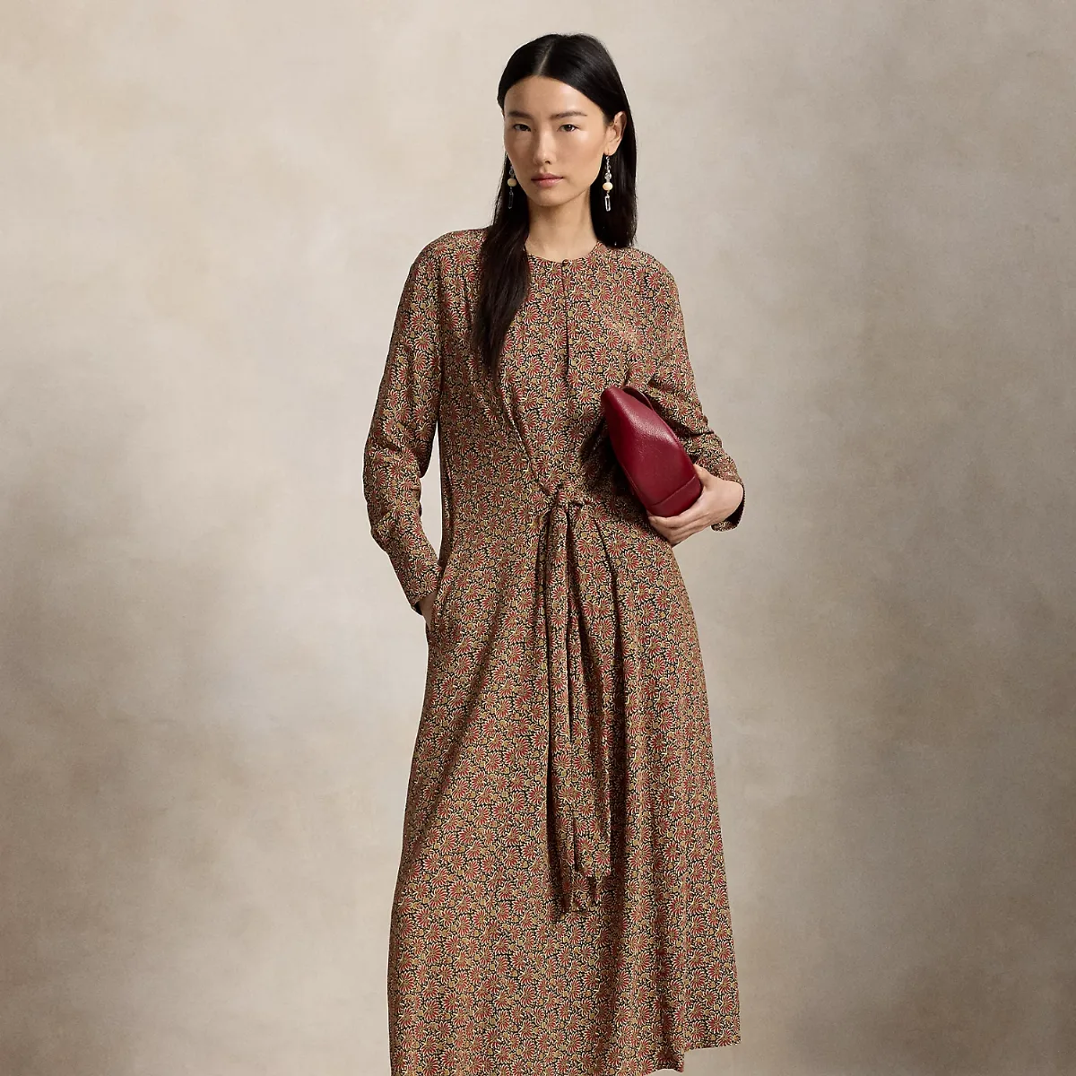 Floral Tie-Front Crepe Dress by Ralph Lauren