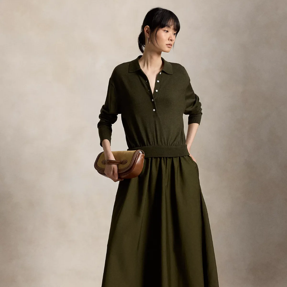 Hybrid Knit Polo-Bodice Dress