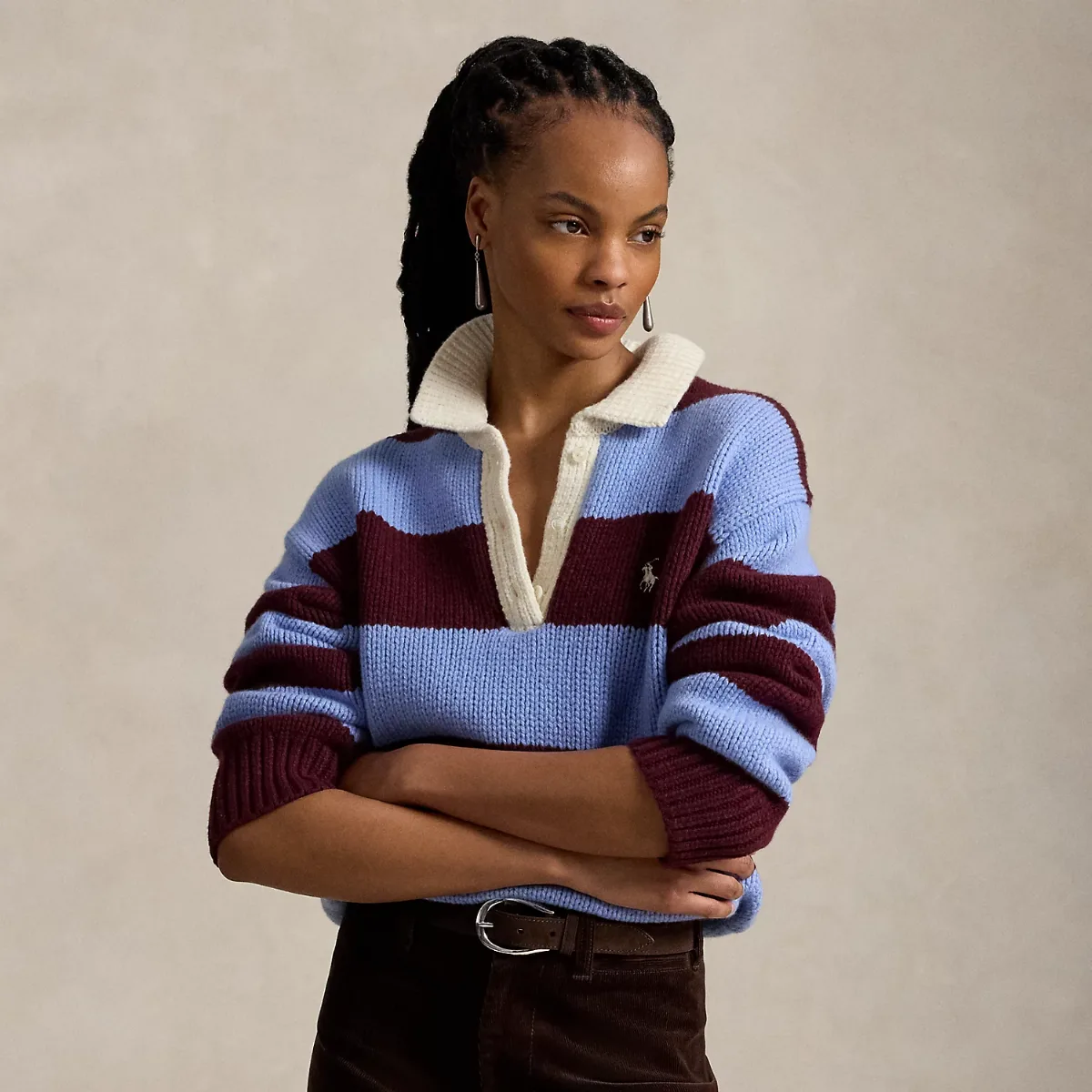 Striped Wool-Blend Rugby Sweater