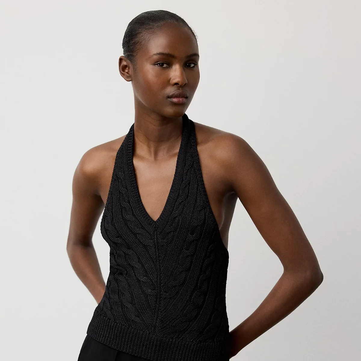 Cable-Knit Silk Halter Sweater by Ralph Lauren