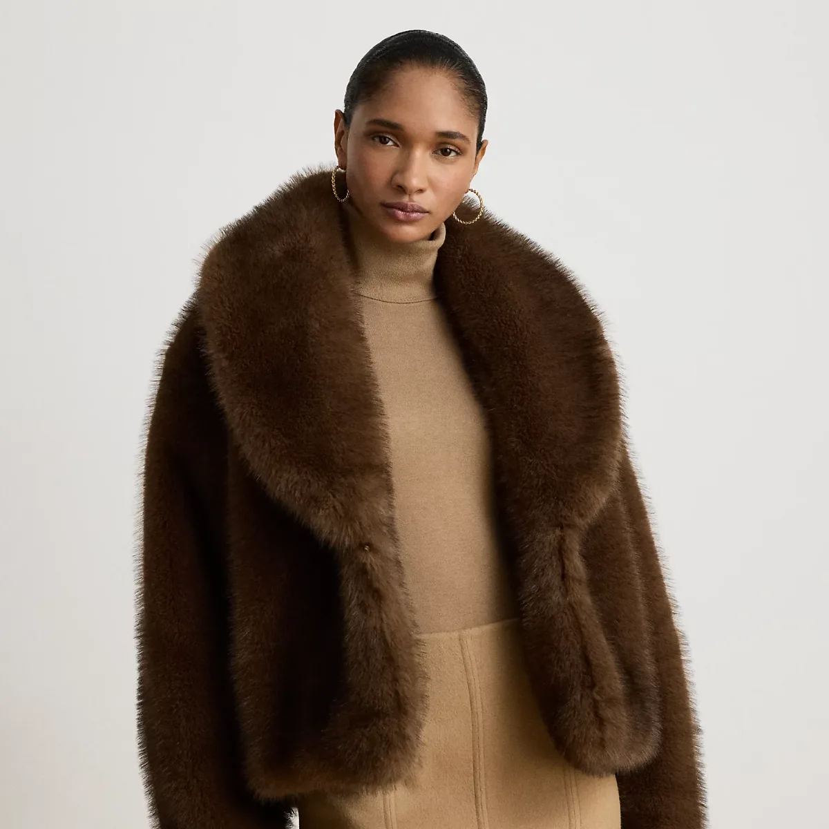 Faux-Fur Shawl-Collar Coat by Ralph Lauren