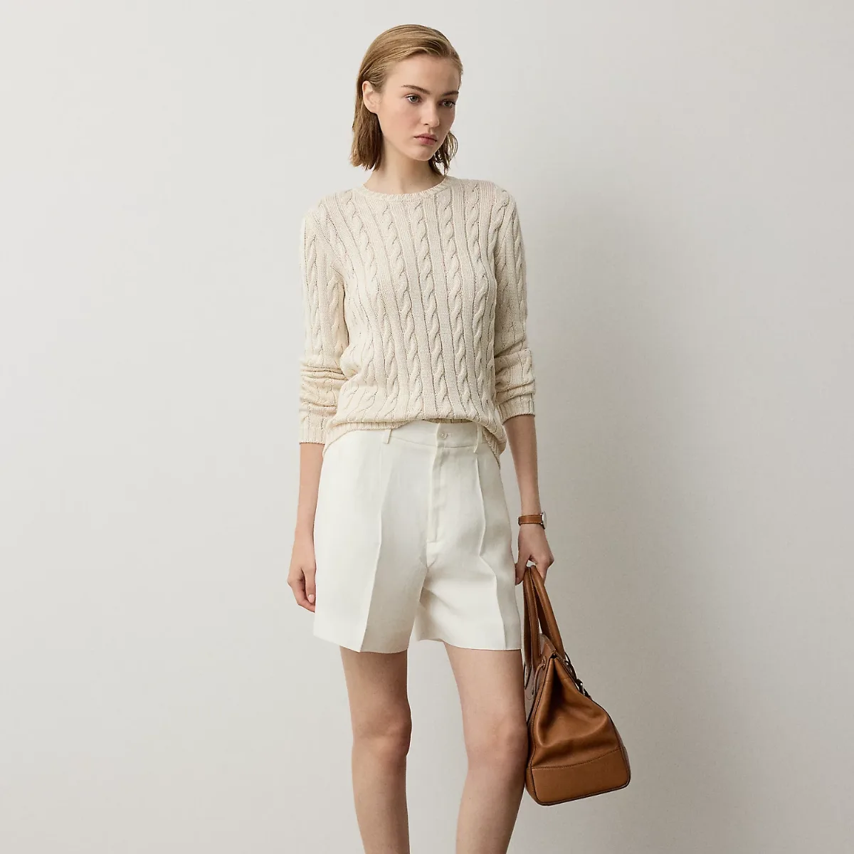 Tracy Pleated Linen Short by Ralph Lauren