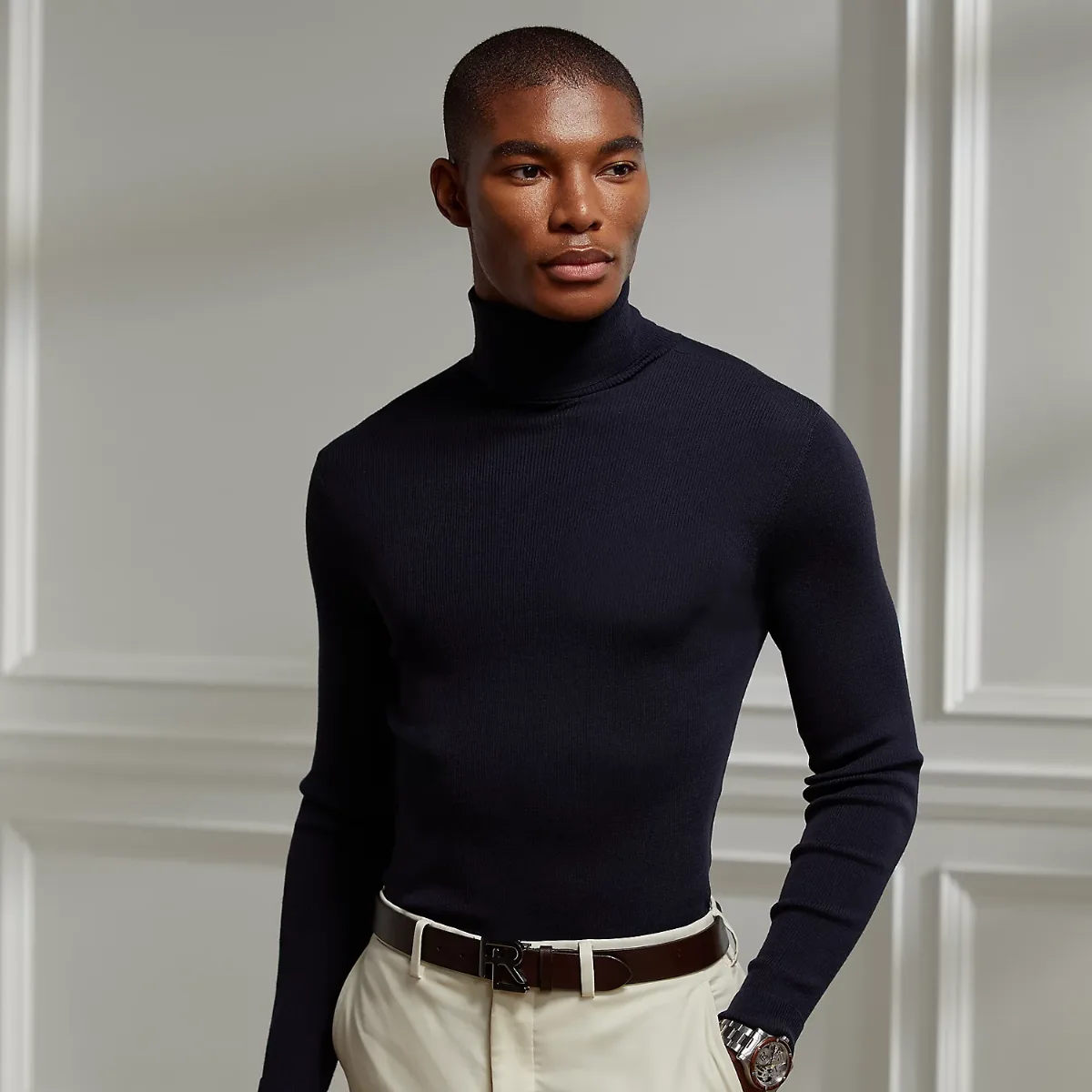 Slim Fit Rib-Knit Wool Sweater by Ralph Lauren