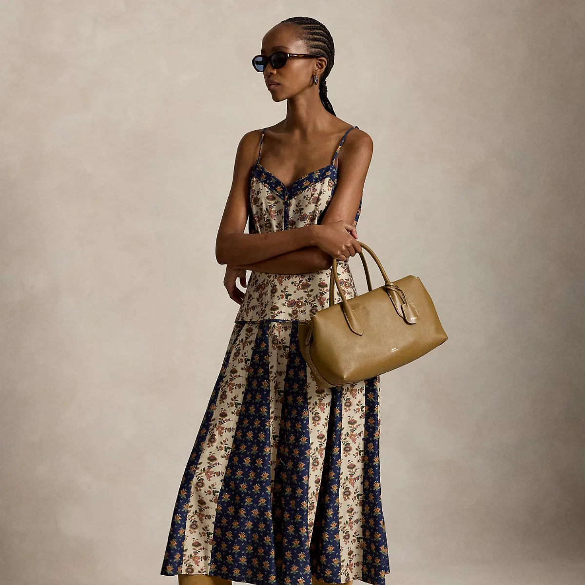 Sleeveless Mixed-Print Paneled Dress by Ralph Lauren