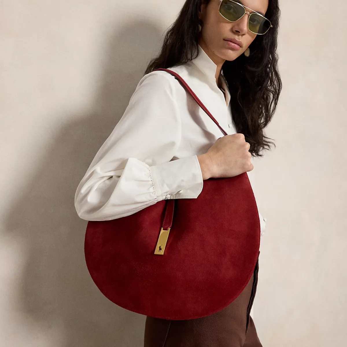 Polo ID Suede Large Shoulder Bag by Ralph Lauren