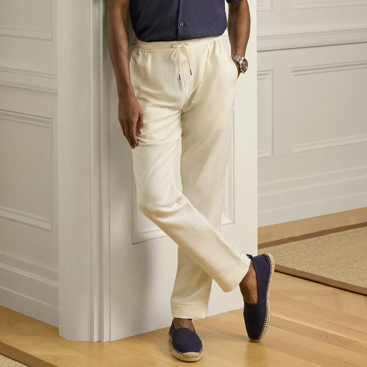 Hand-Tailored Silk-Linen Trouser by Ralph Lauren