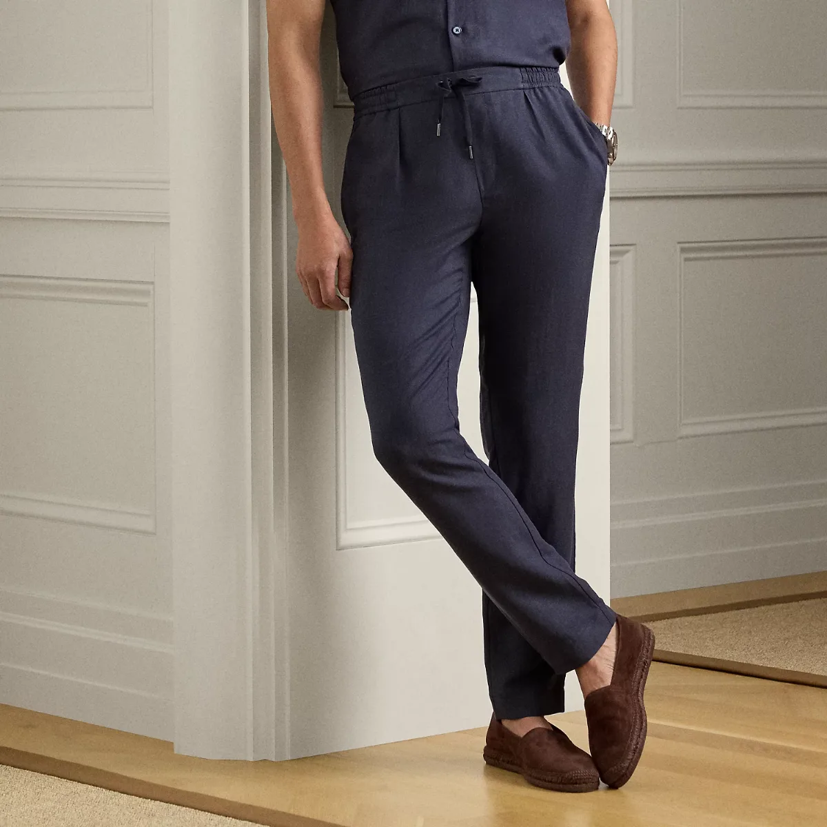Hand-Tailored Silk-Linen Trouser