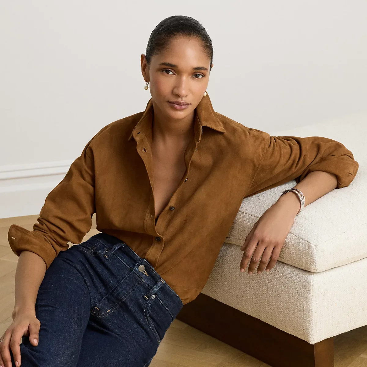Relaxed Fit Goat-Suede Shirt by Ralph Lauren