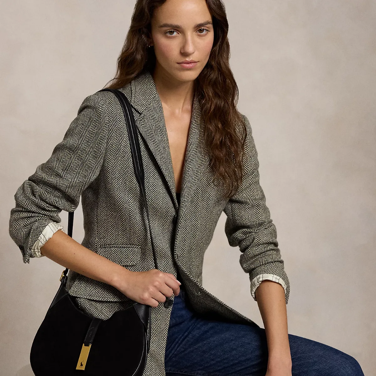 Polo ID Suede-Leather Small Shoulder Bag