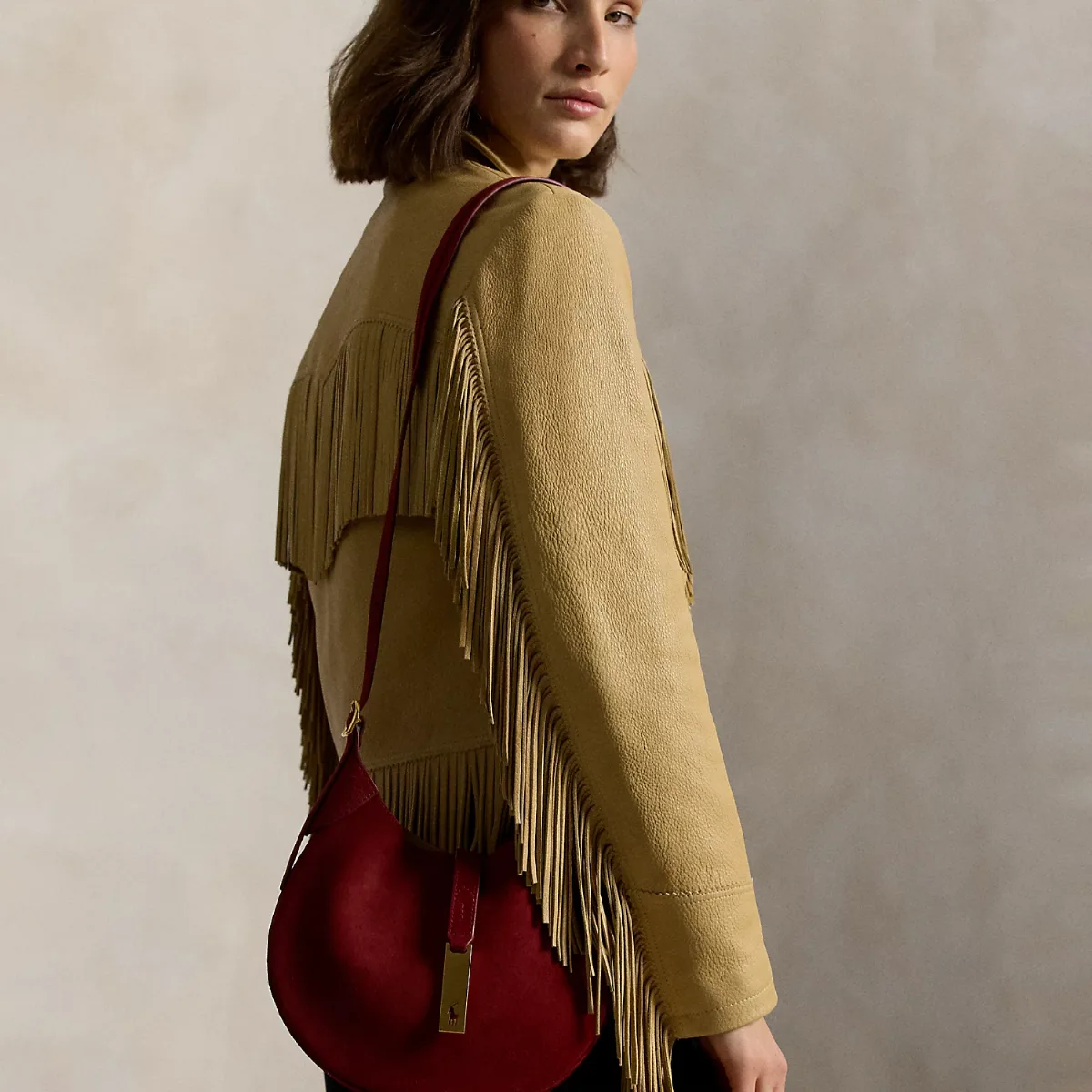 Polo ID Suede Small Shoulder Bag