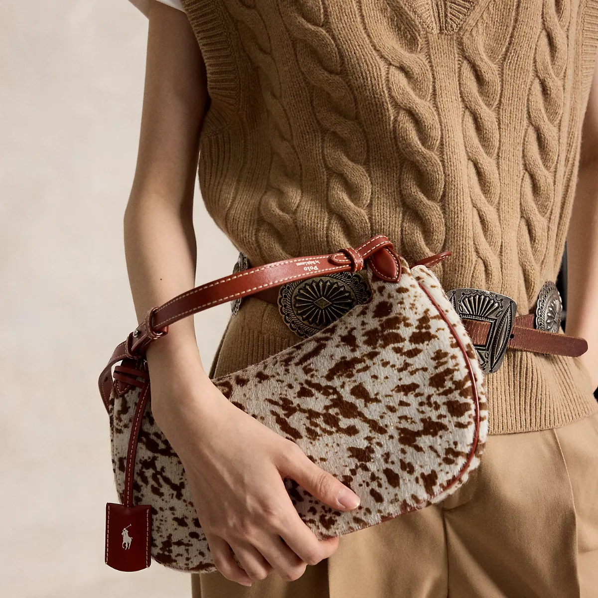 Polo Play Haircalf Shoulder Bag by Ralph Lauren