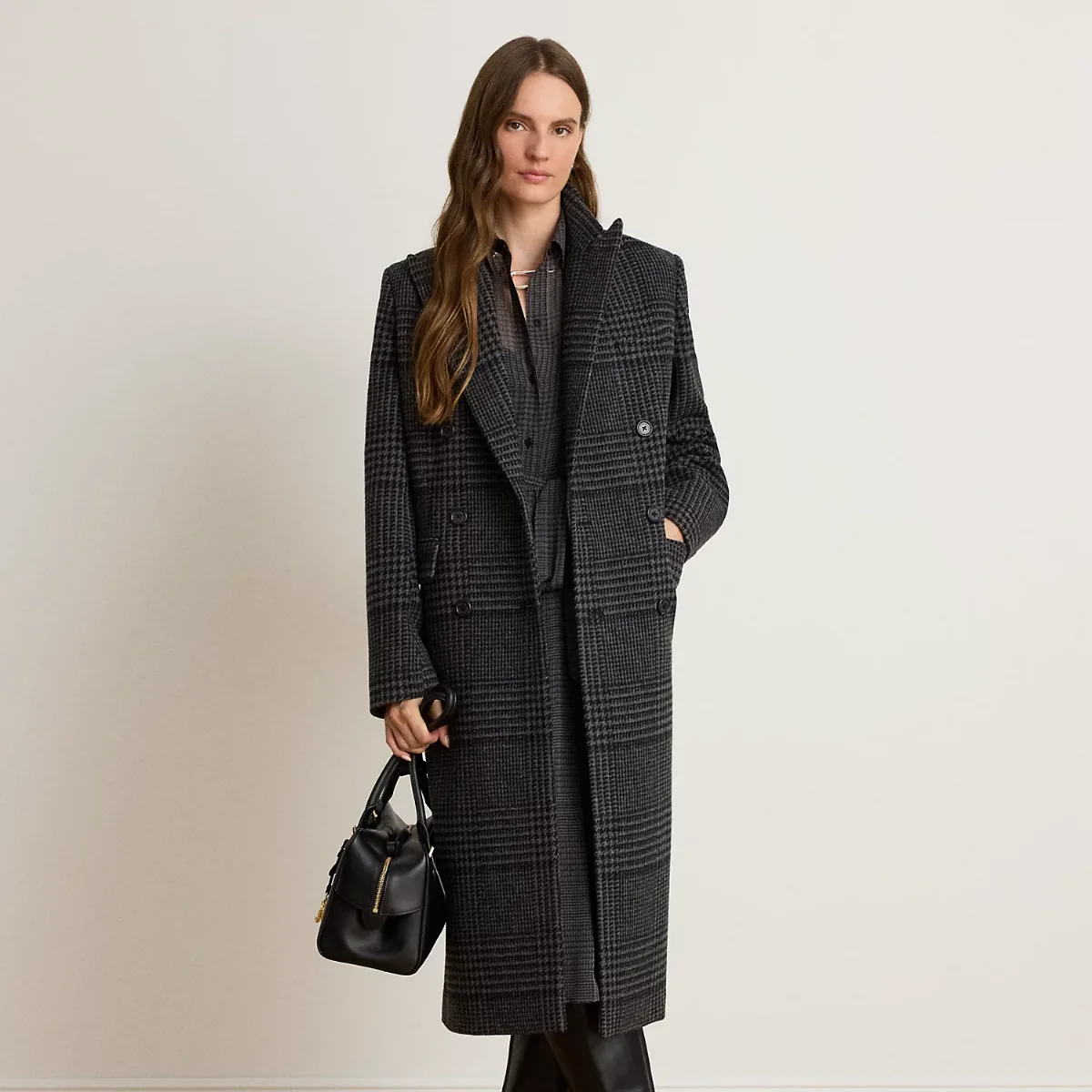 Glen Plaid Double-Breasted Coat by Ralph Lauren