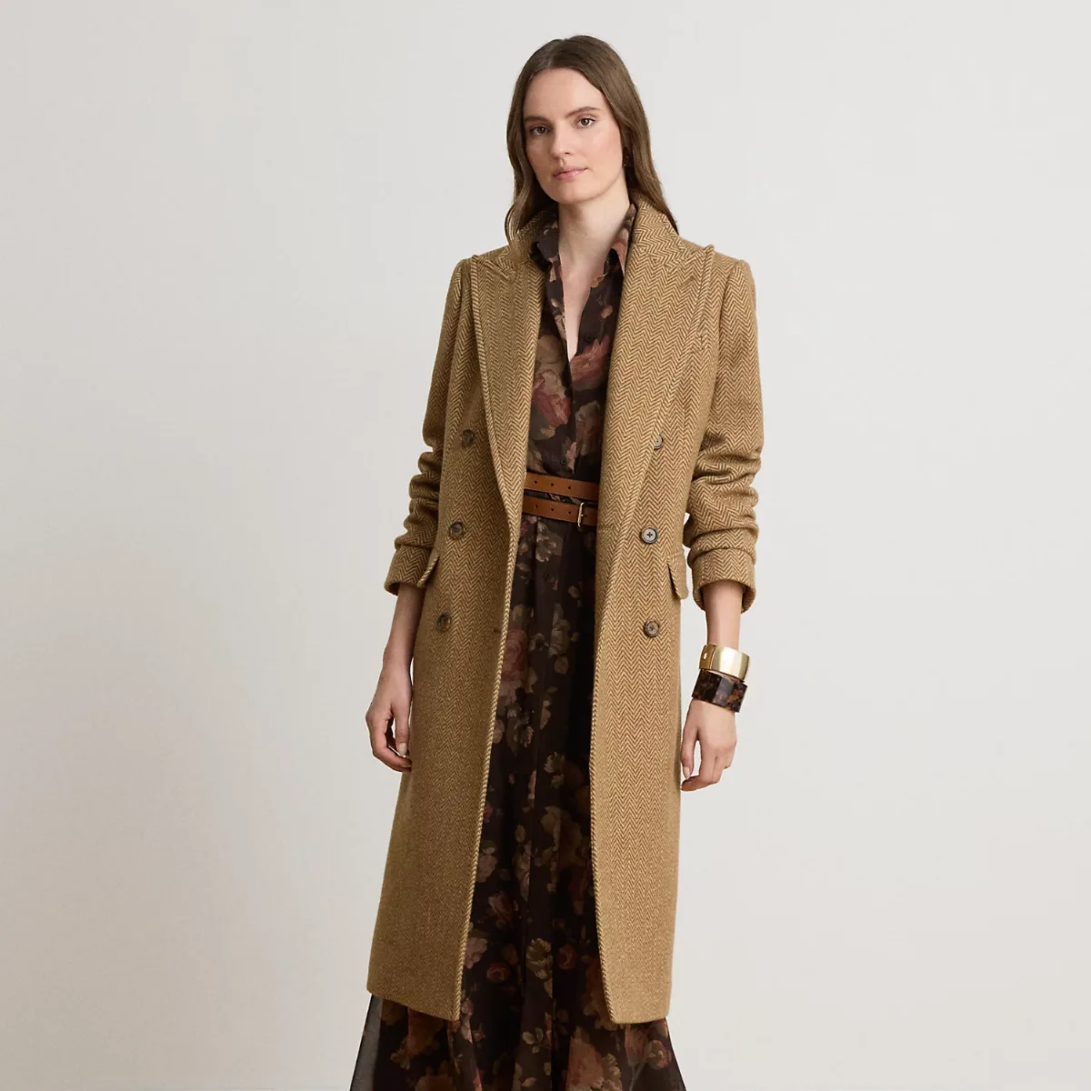 Double-Breasted Herringbone Coat by Ralph Lauren