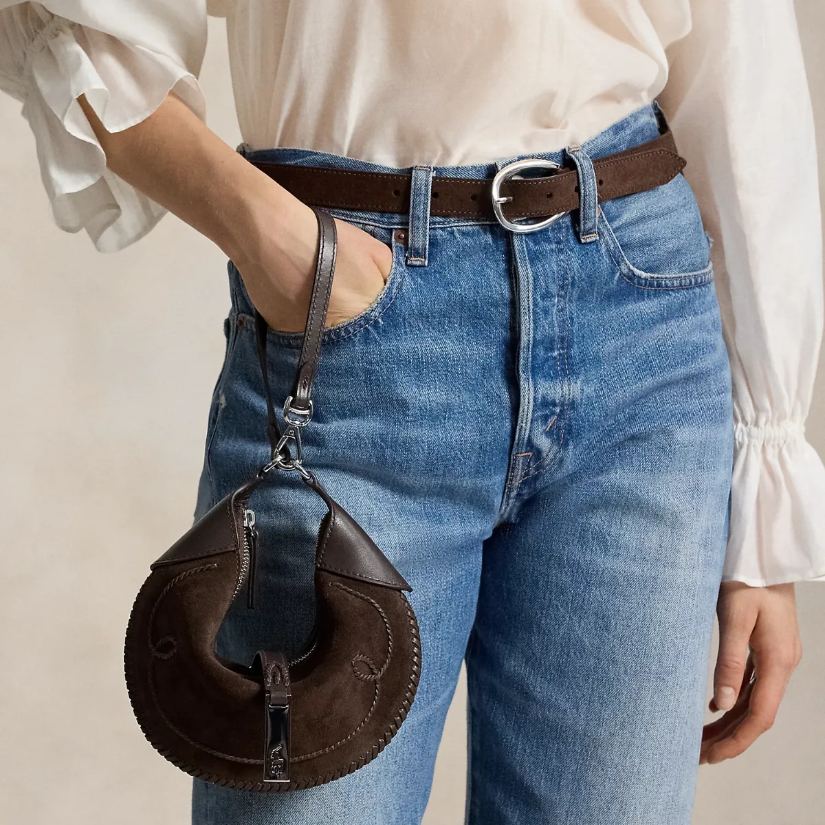 Polo ID Suede Western Mini Shoulder Bag by Ralph Lauren