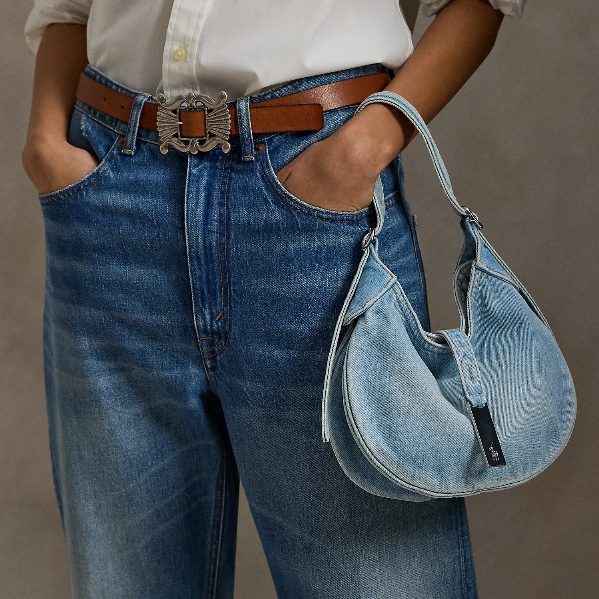 Polo ID Denim Small Shoulder Bag by Ralph Lauren