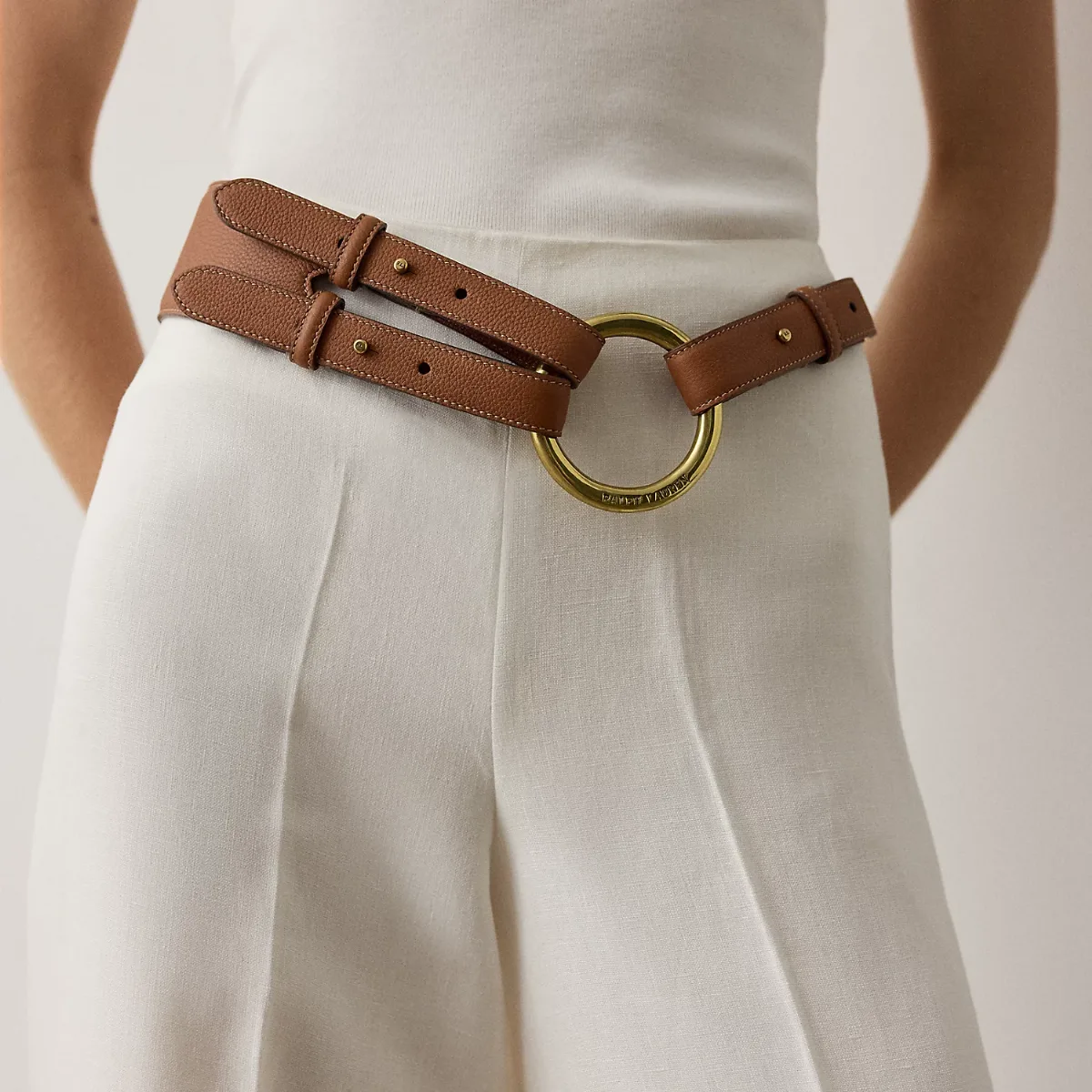 Tri-Strap O-Ring Pebbled Calfskin Belt