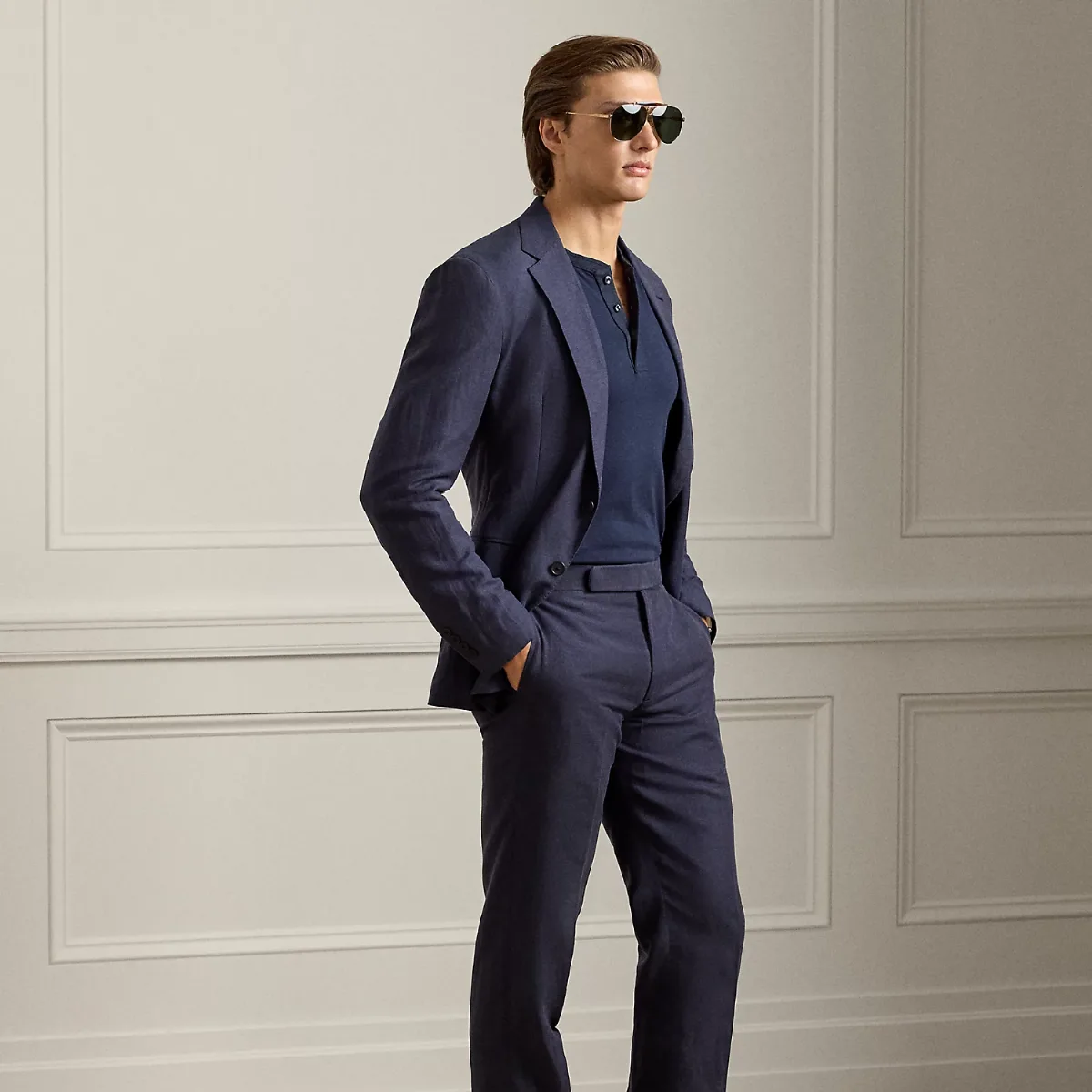Gregory Hand-Tailored Silk-Linen Trouser