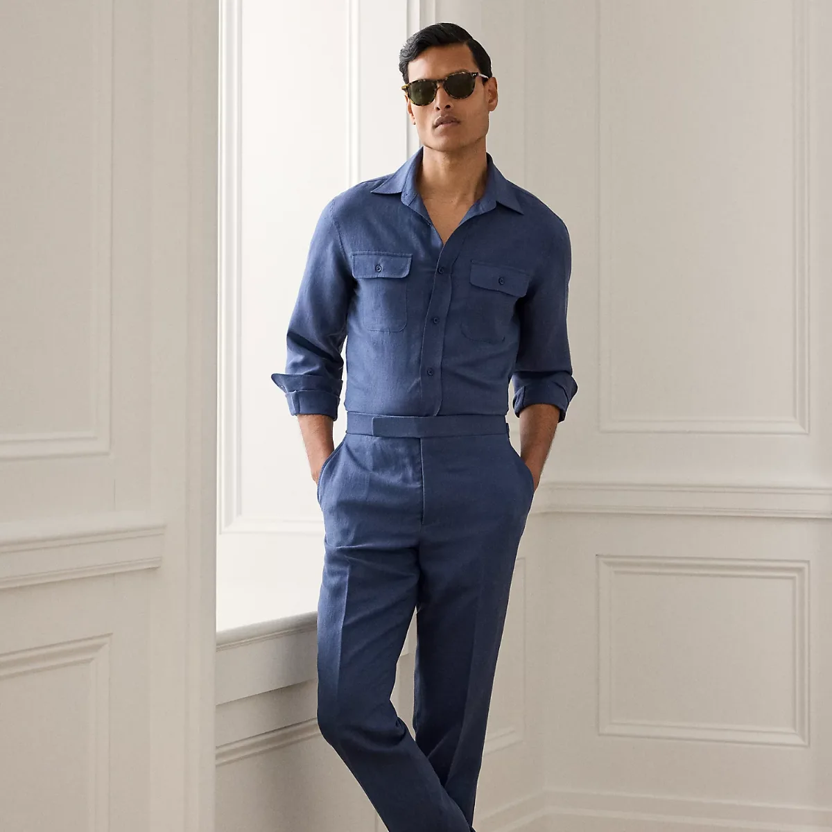 Gregory Hand-Tailored Silk-Linen Trouser