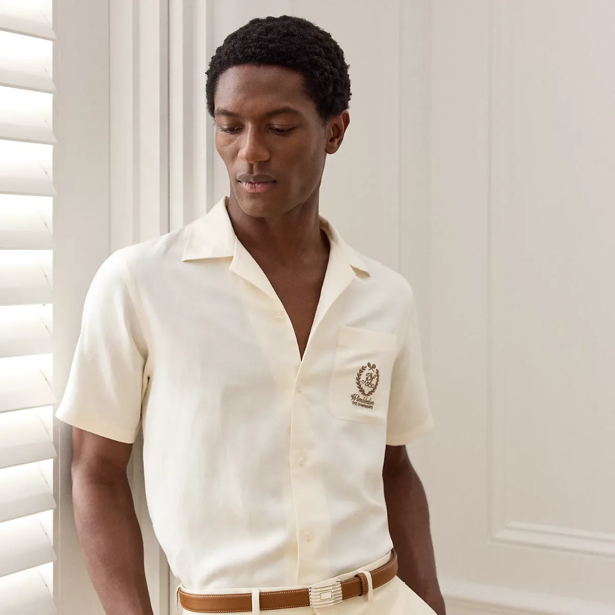 Wimbledon Silk-Linen Camp Shirt by Ralph Lauren