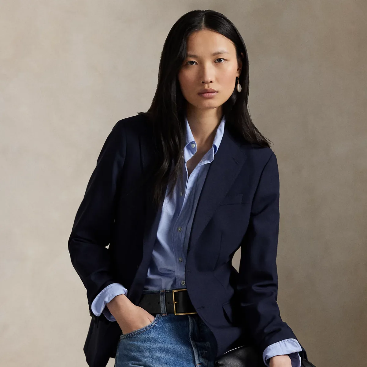 Single-Breasted Stretch Wool Blazer