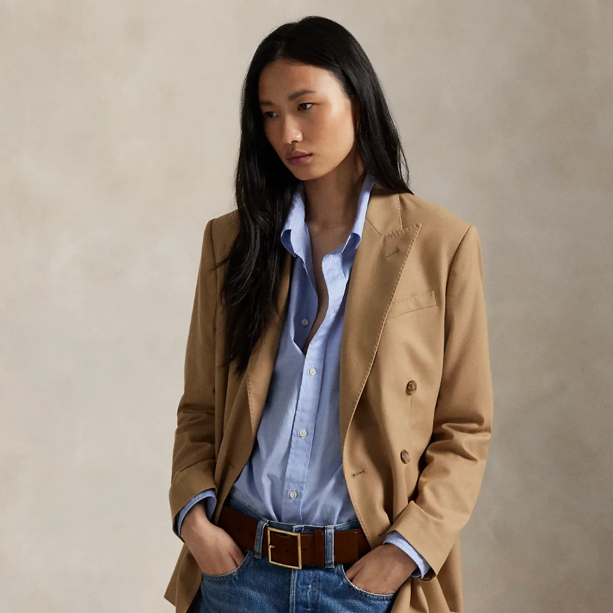 Double-Breasted Stretch-Wool Blazer by Ralph Lauren