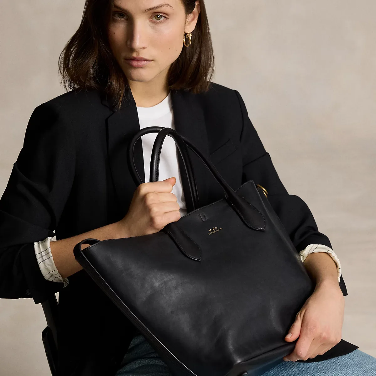 Bellport Leather Medium Tote by Ralph Lauren