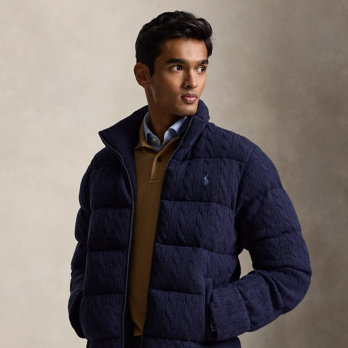 Cable-Knit Wool-Cashmere Sweater Jacket by Ralph Lauren