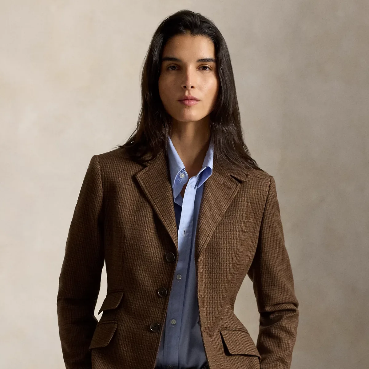 Single-Breasted Tweed Hacking Blazer