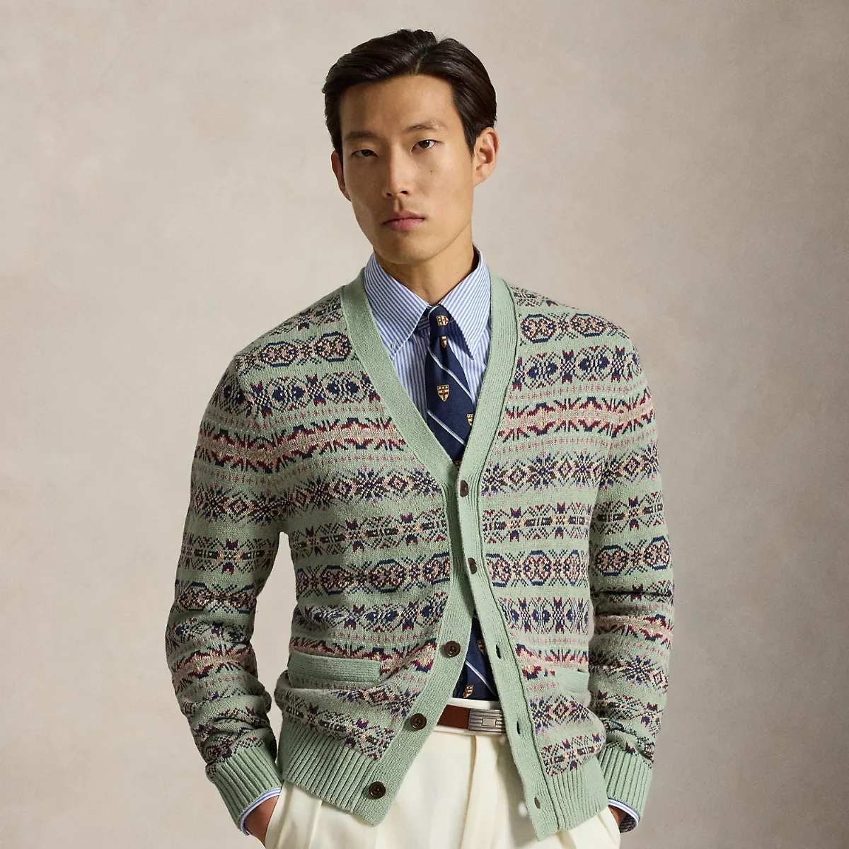Fair Isle Linen-Cotton Cardigan by Ralph Lauren