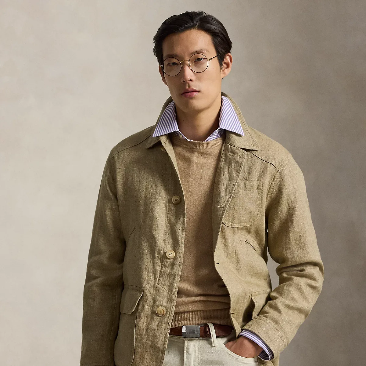 Linen Herringbone Utility Jacket by Ralph Lauren