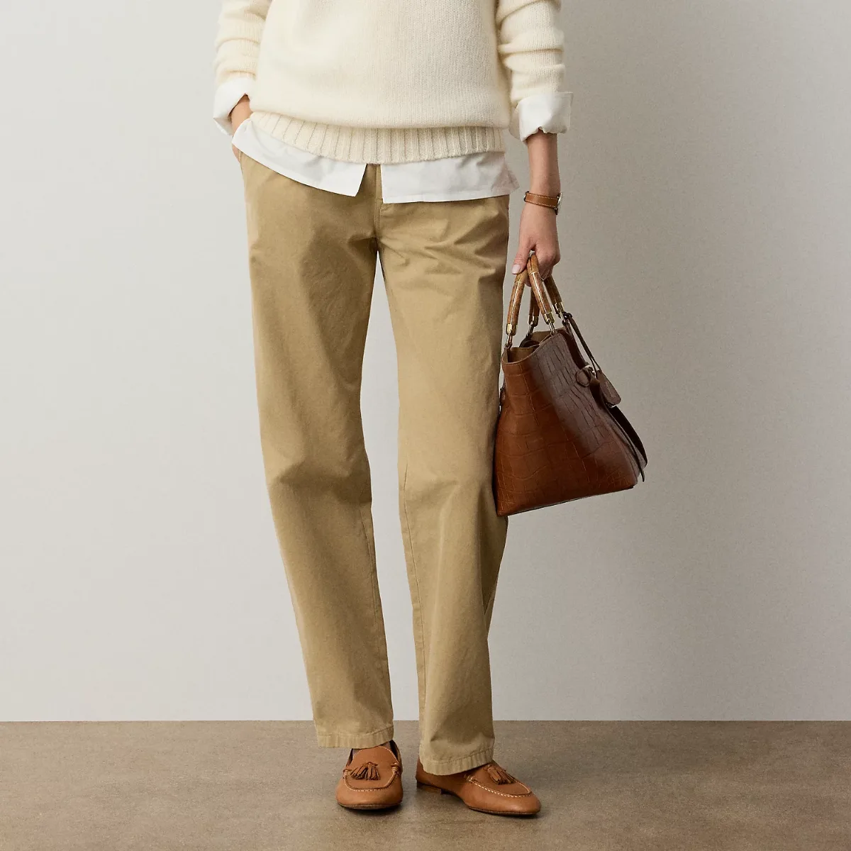 Fallon Pleated Cotton Chino Pant by Ralph Lauren