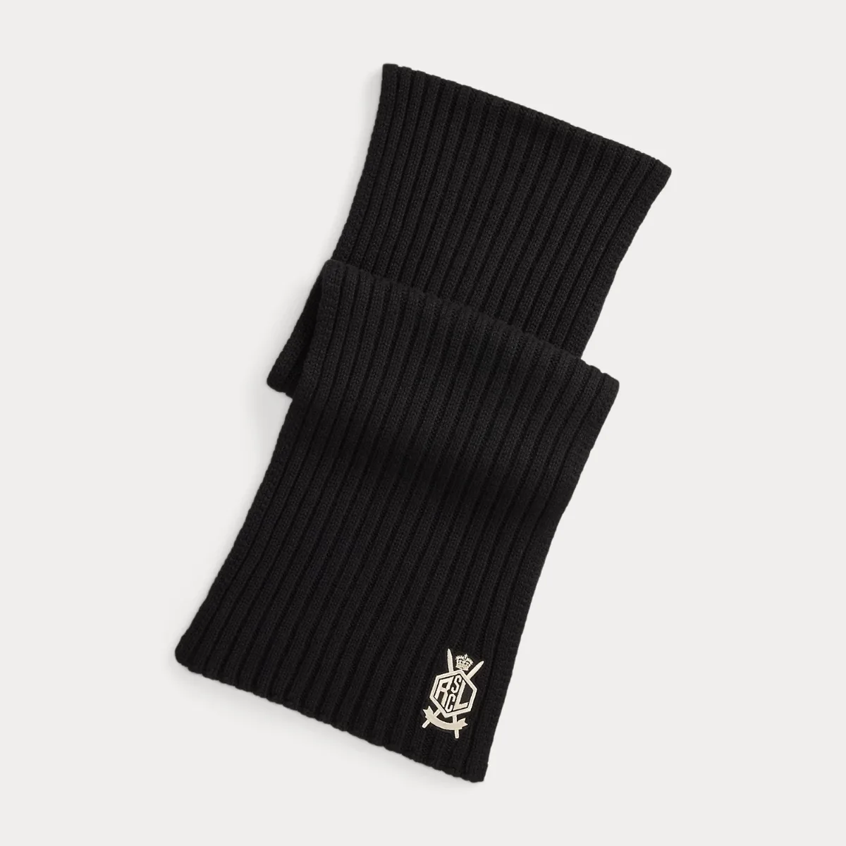 Crest Rib-Knit Cashmere Scarf by Ralph Lauren