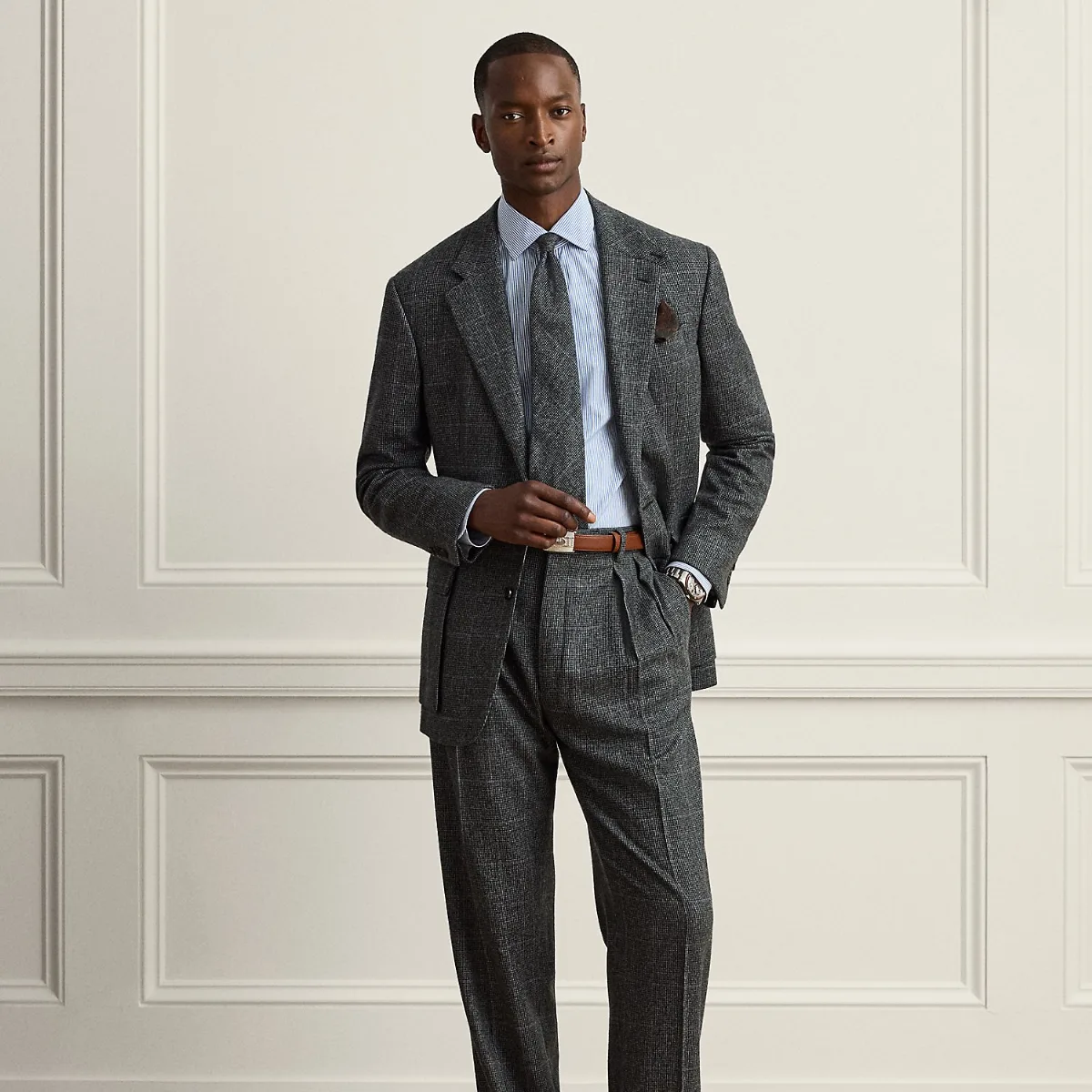 Glenn Hand-Tailored Tick-Weave Trouser by Ralph Lauren