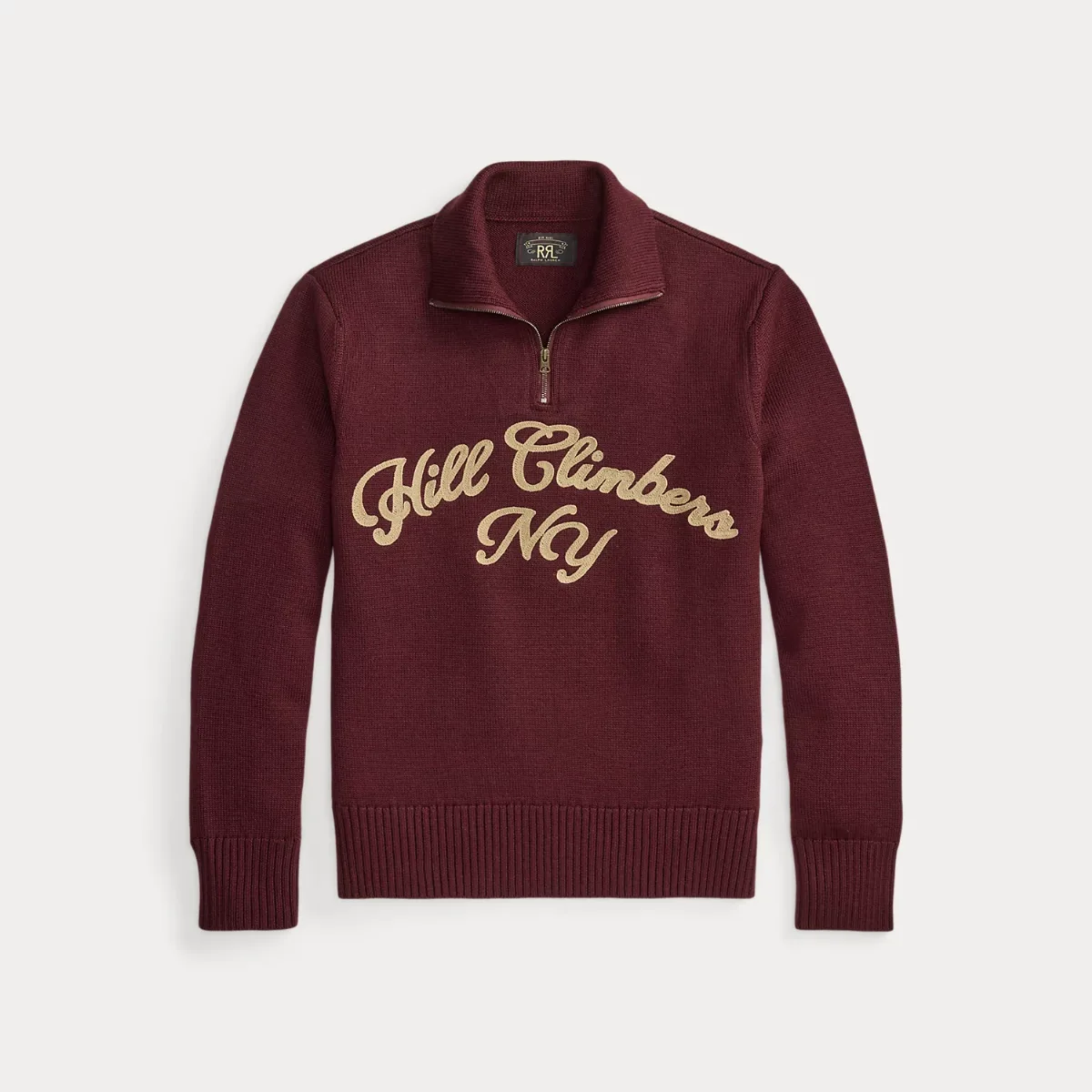 Embroidered Wool Quarter-Zip Sweater by Ralph Lauren