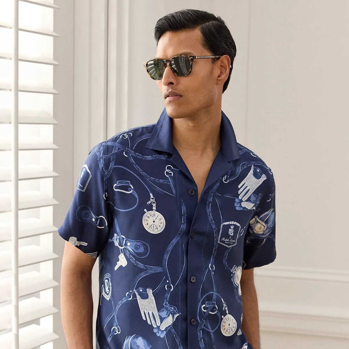 Automobile-Print Silk Camp Shirt by Ralph Lauren