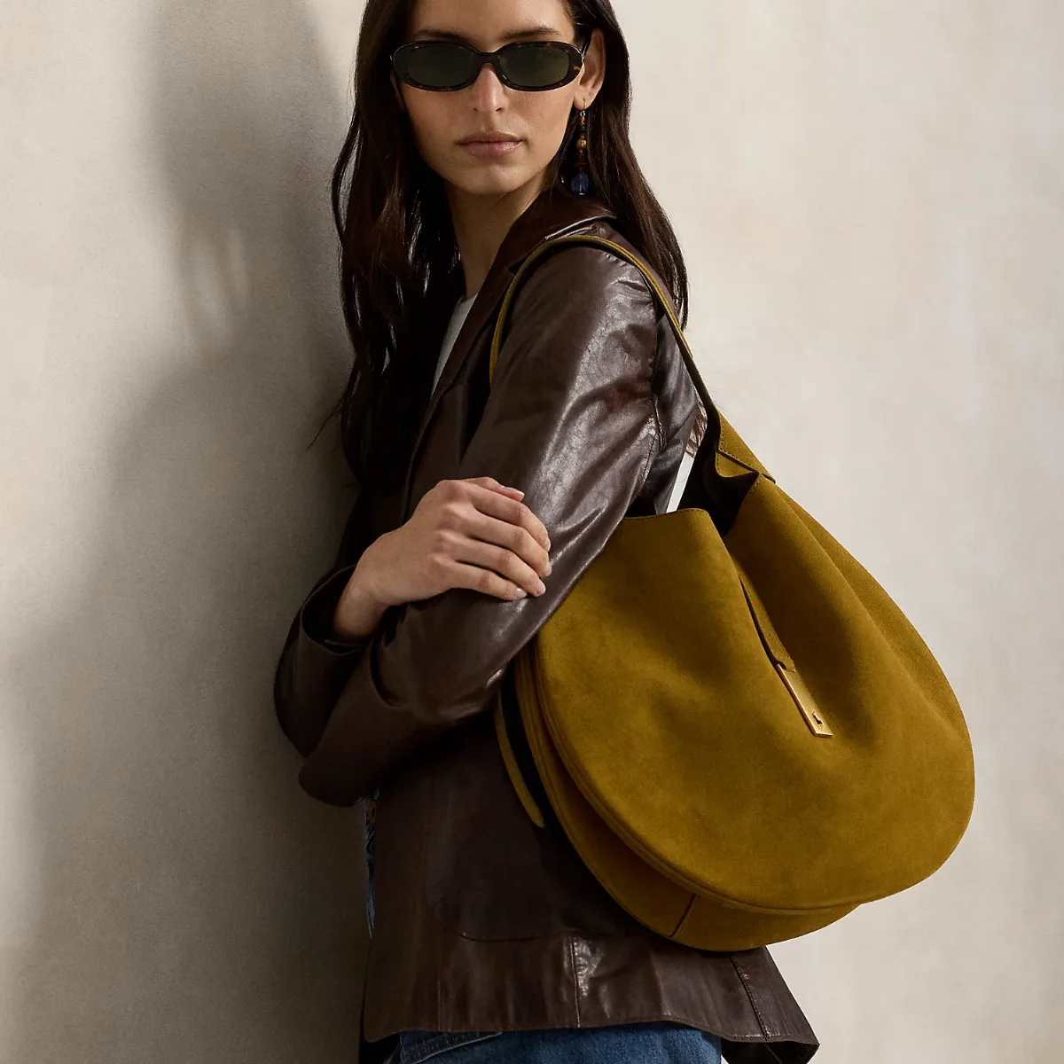 Polo ID Suede Large Shoulder Bag