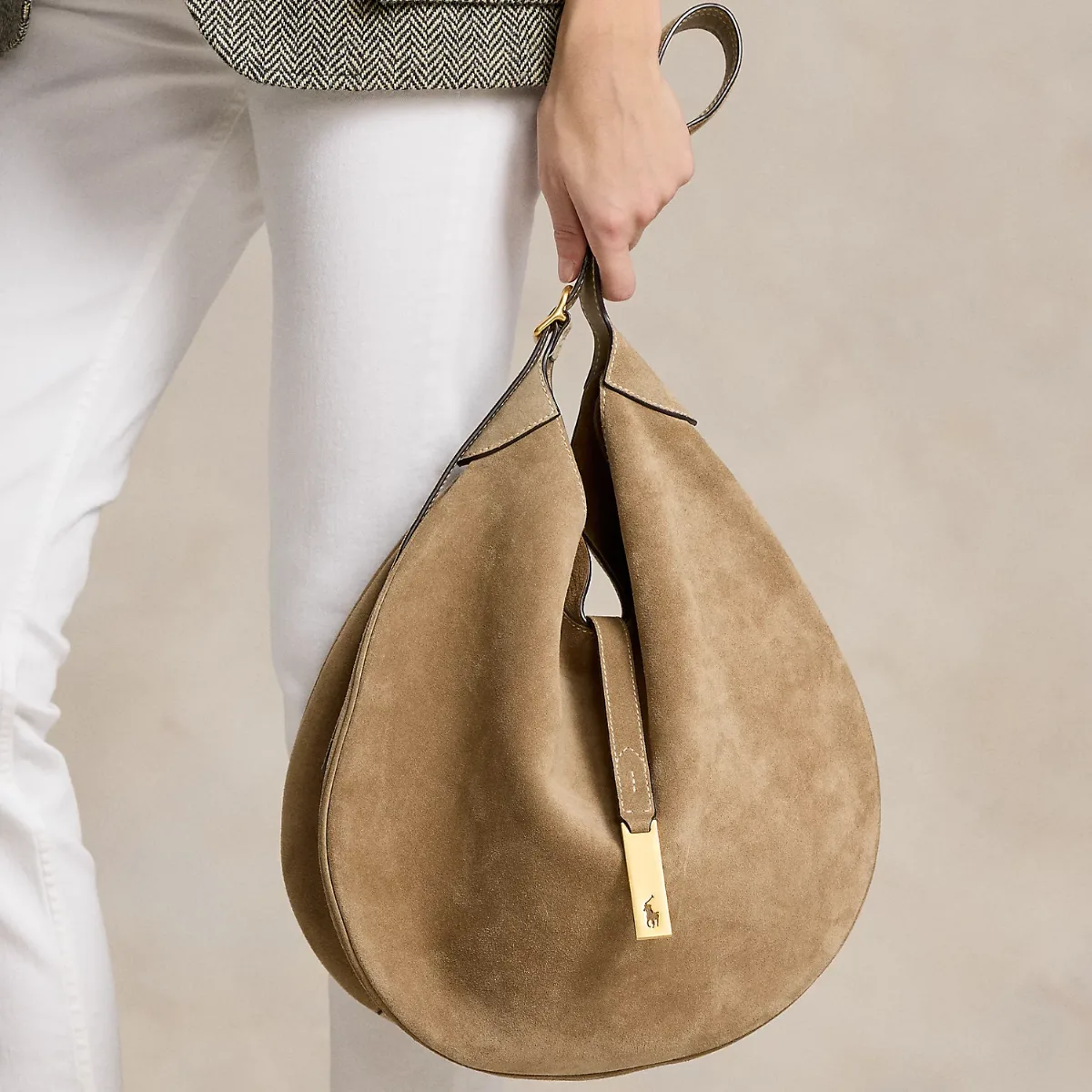 Polo ID Suede Large Shoulder Bag