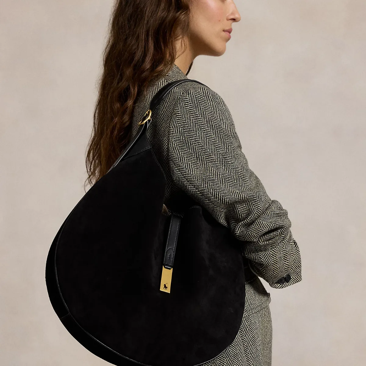 Polo ID Suede Large Shoulder Bag