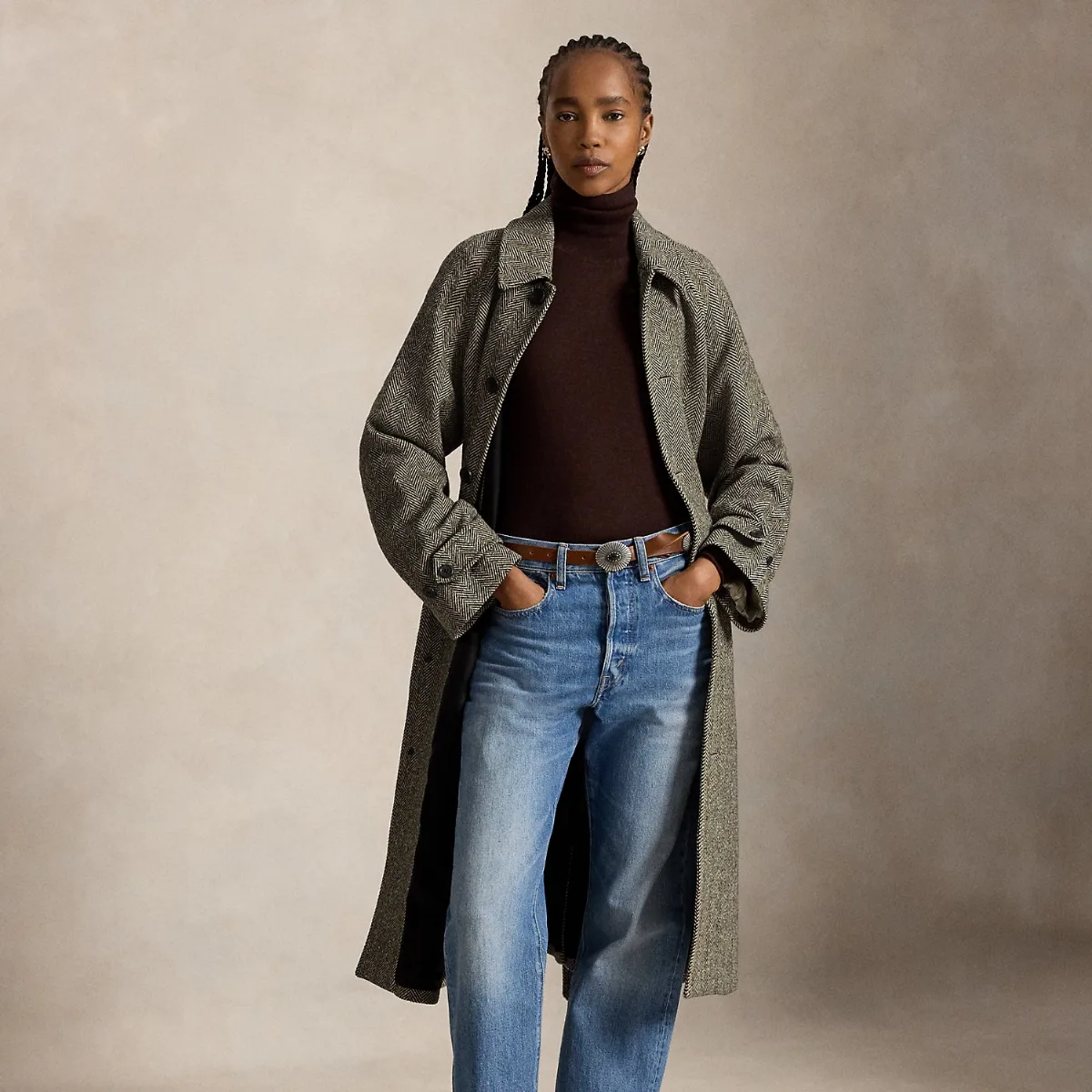 Wool-Blend Herringbone Balmacaan Coat by Ralph Lauren