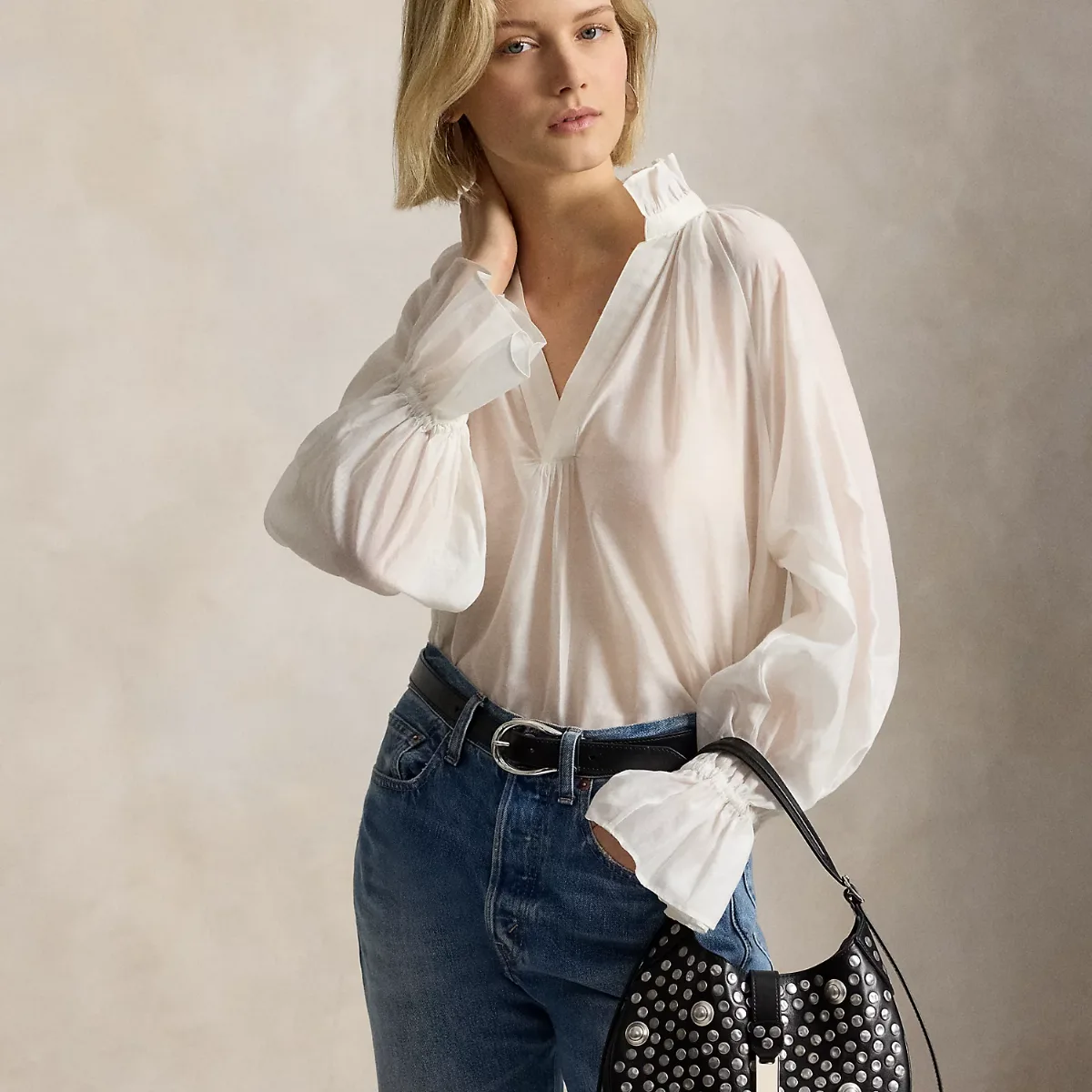 Polo ID Stud Leather Small Shoulder Bag
