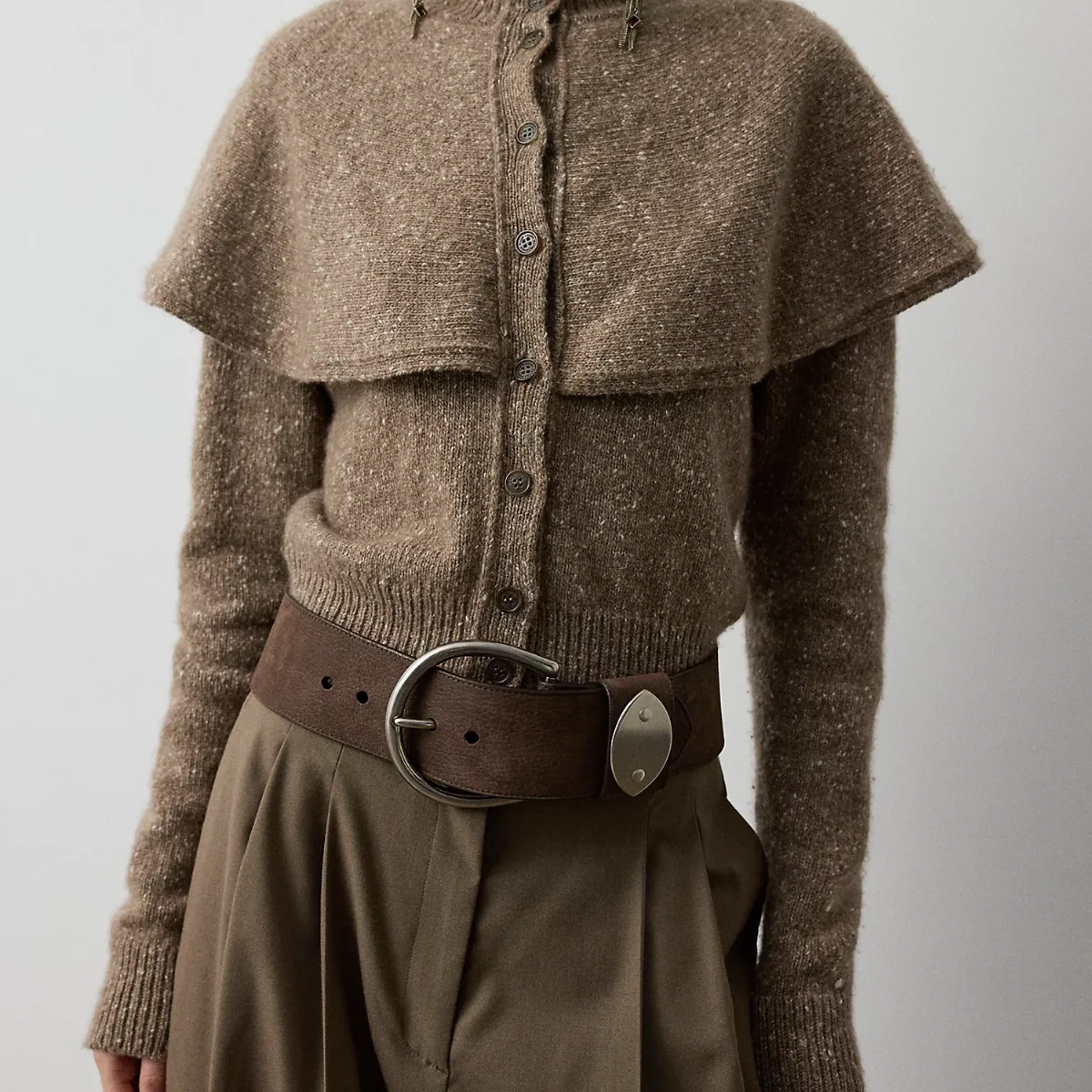 Nubuck Pebbled Leather Wide Belt by Ralph Lauren