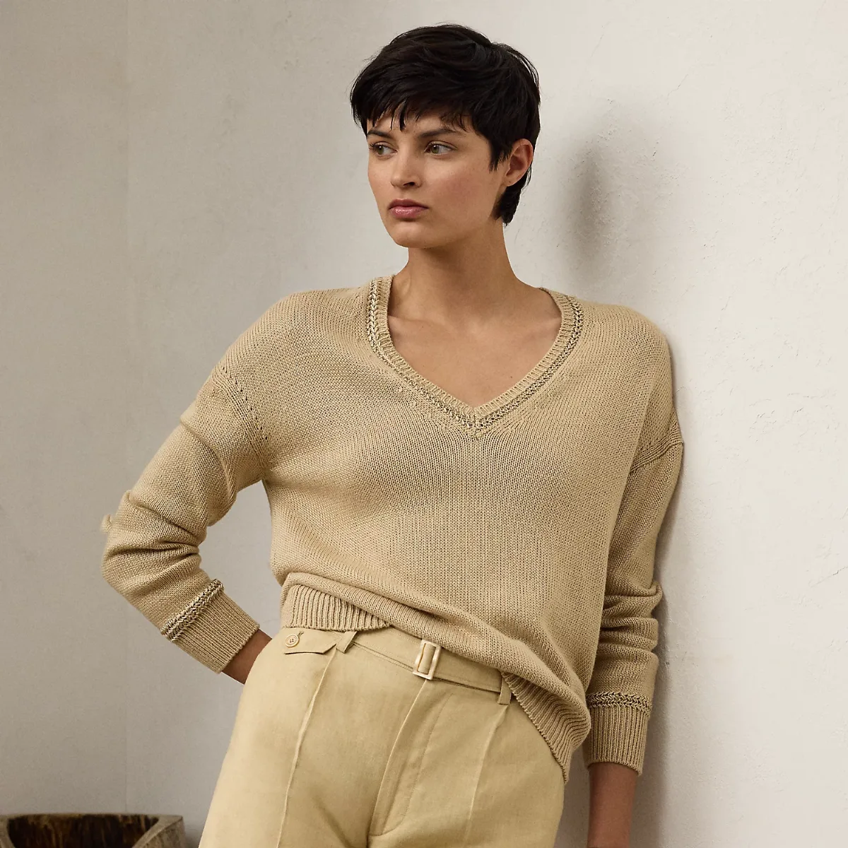 Silk Jersey V-Neck Sweater by Ralph Lauren