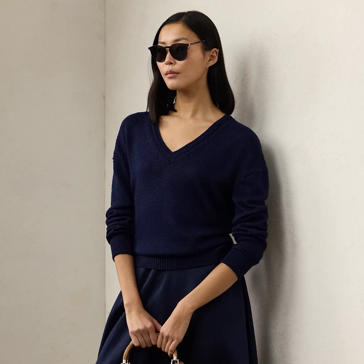 Silk Jersey V-Neck Sweater by Ralph Lauren