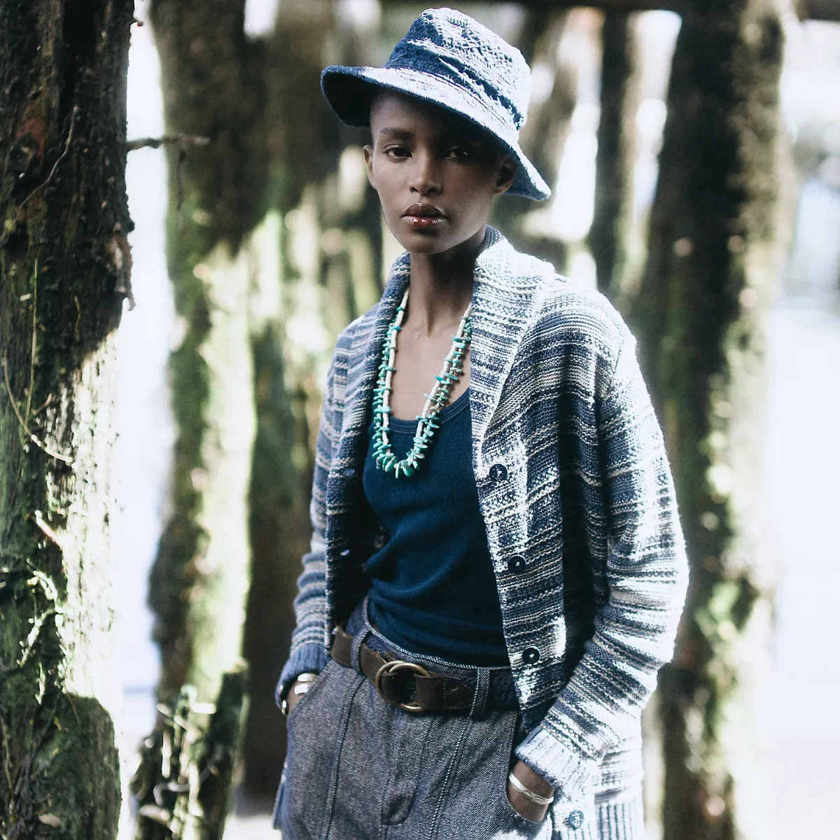 Indigo Striped Linen-Cotton Cardigan by Ralph Lauren