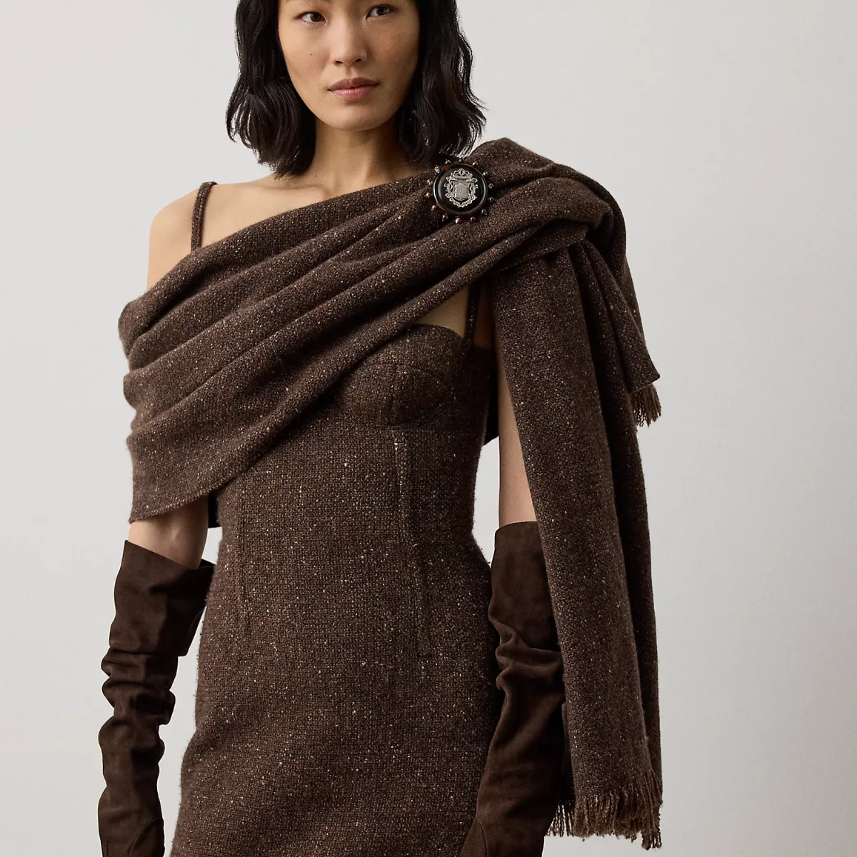 Wool-Blend Donegal Tweed Fringe Scarf by Ralph Lauren
