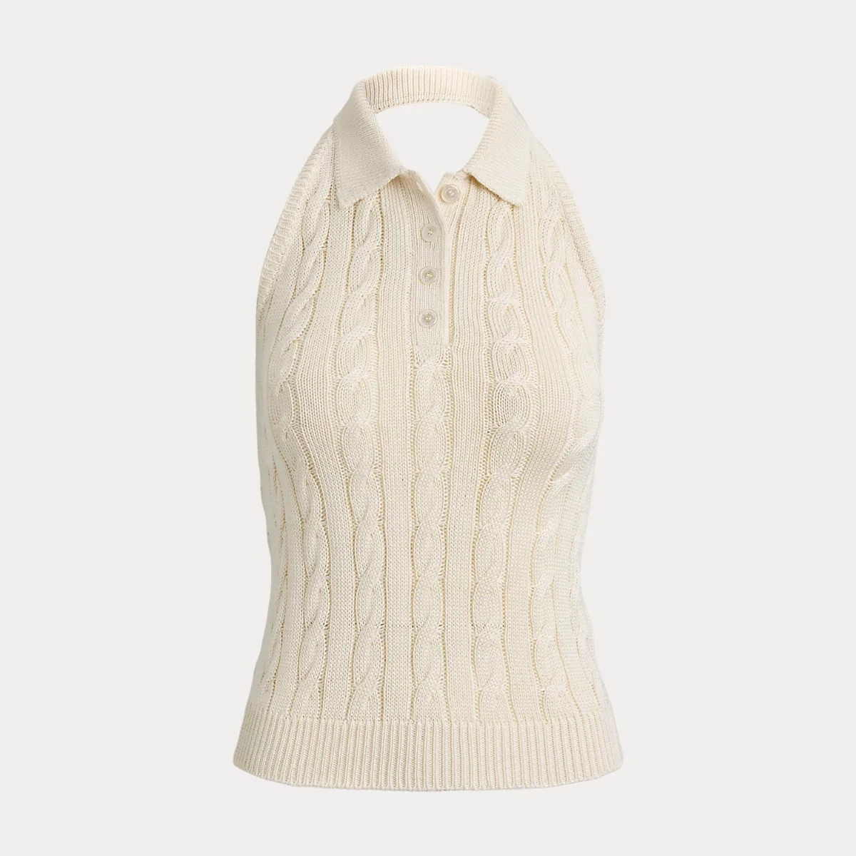Cable-Knit Halter Polo Sweater by Ralph Lauren