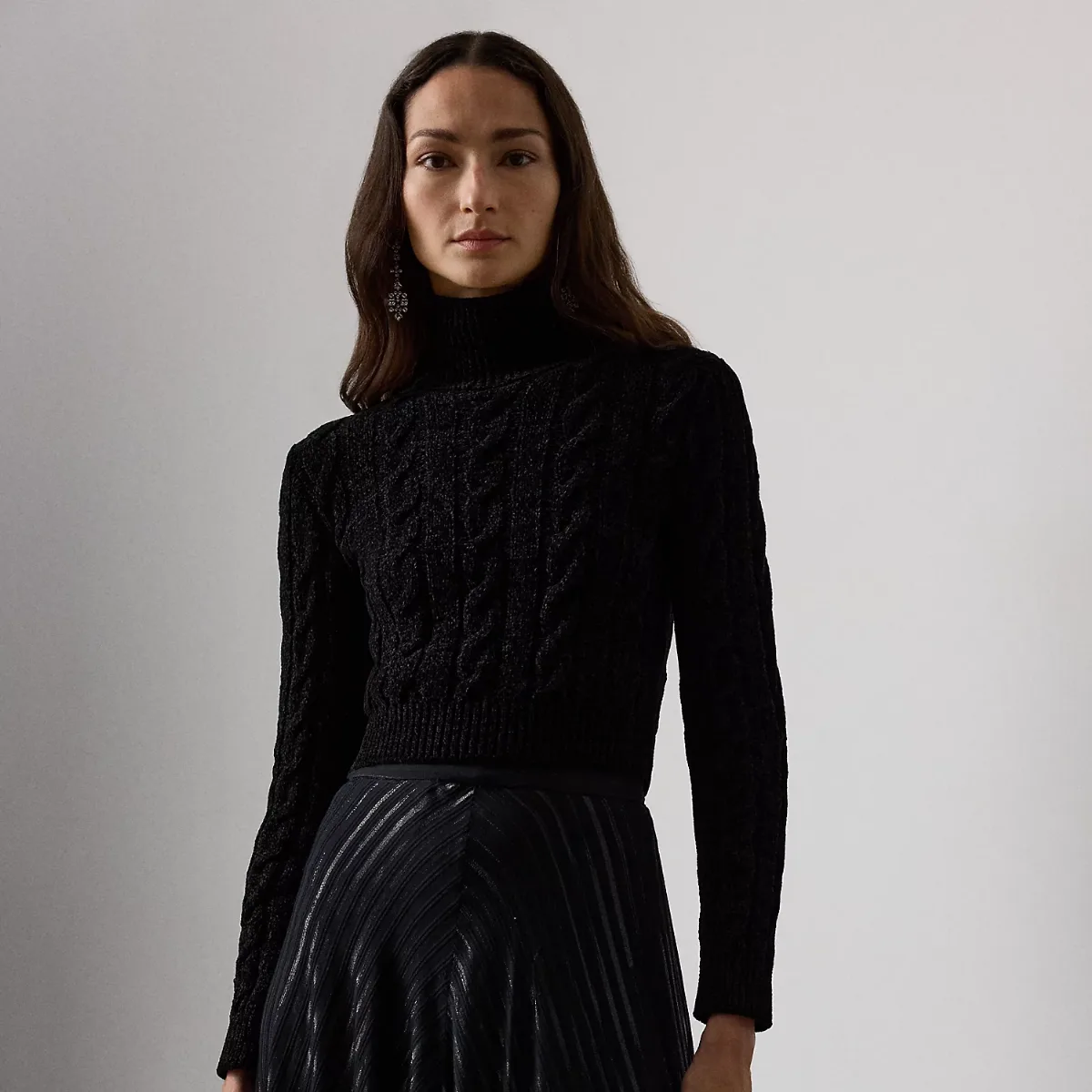 Silk-Blend Cropped Turtleneck Sweater by Ralph Lauren