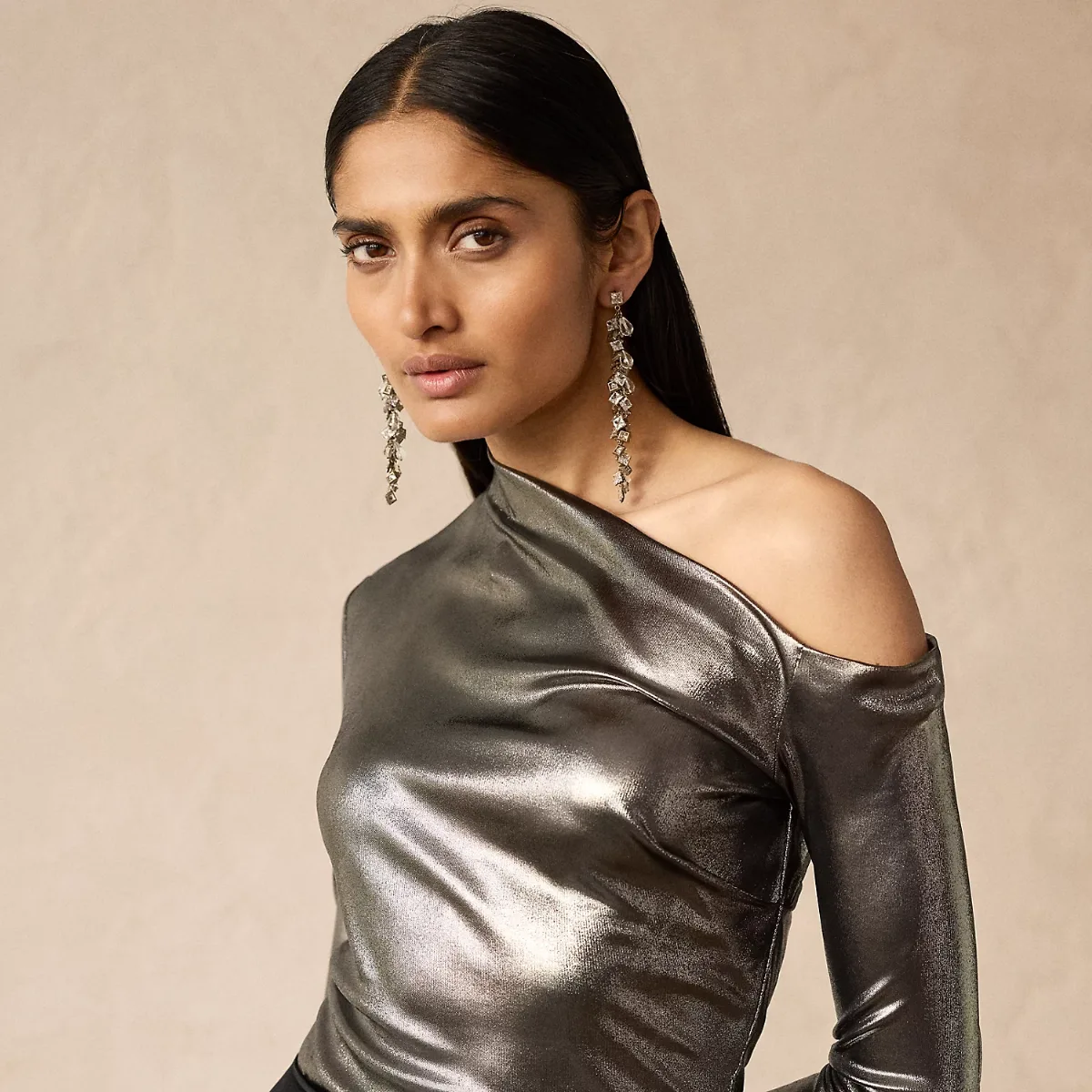 Metallic Jersey Long-Sleeve Top by Ralph Lauren